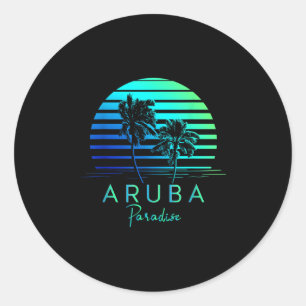 Vintage Aruba Beach Vibes Vacation Souvenir Classic Round Sticker