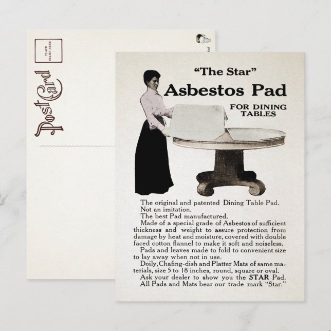 Vintage Asbestos Pad Advertisement Postcard  (Front/Back)