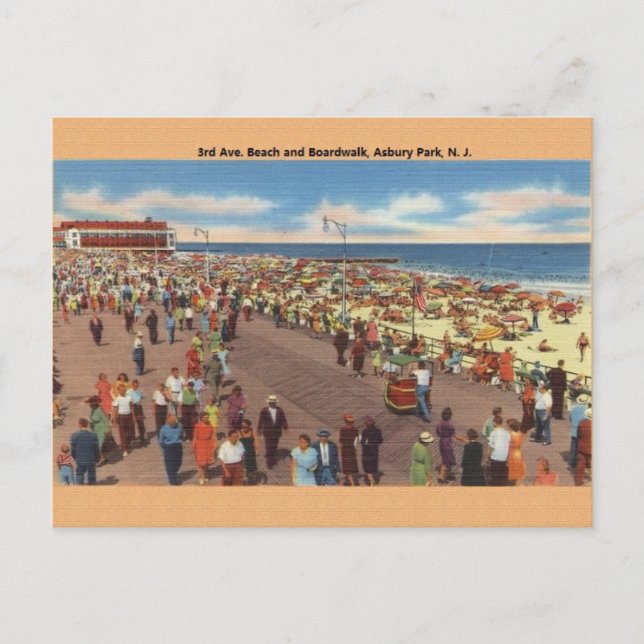 Vintage Asbury Park New Jersey Beach Postcard (Front)