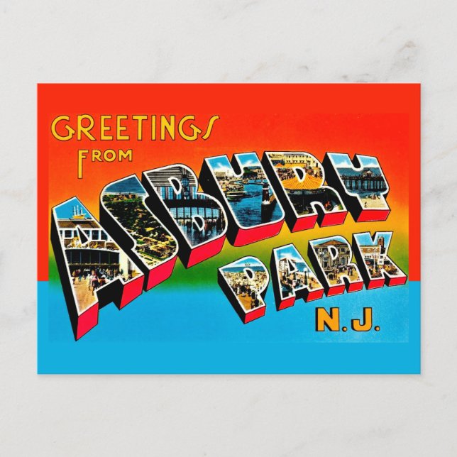 Vintage Asbury Park NJ Postcard (Front)