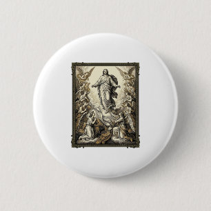 Vintage Ascension Angel Engraving Vector Art_1 2 Inch Round Button