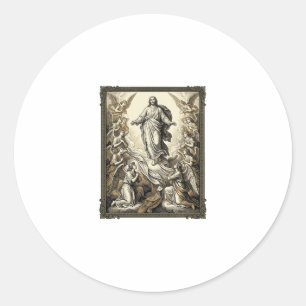 Vintage Ascension Angel Engraving Vector Art_1 Classic Round Sticker