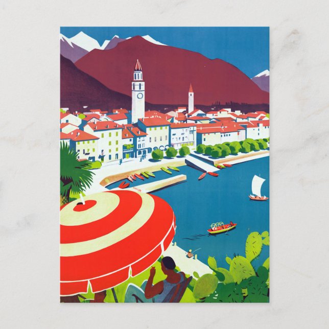 Vintage Ascona Switzerland Travel Postcard (Front)