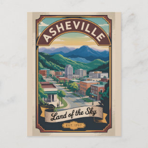 Vintage Asheville North Carolina Retro Travel Postcard