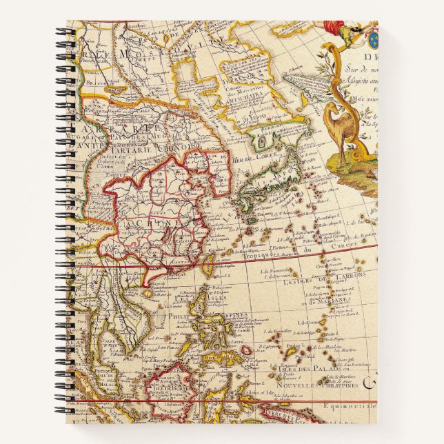 Vintage Asia Map - Ornate French Title Cartouche Notebook (Front)