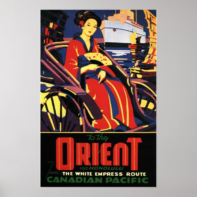 Vintage Asia Train Travel Poster (Front)