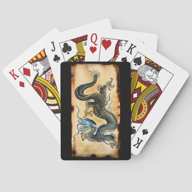 Vintage Asian Dragon Fantasy Art Playing Cards (Back)