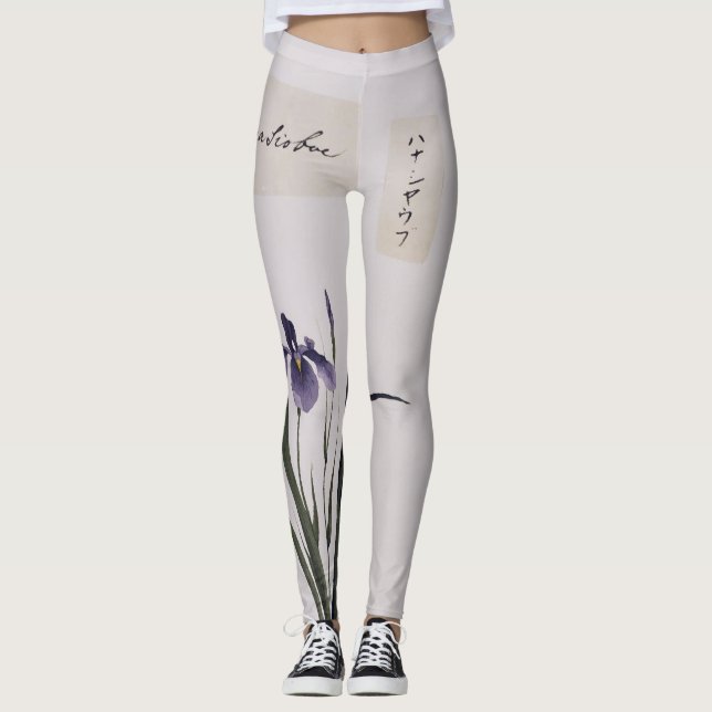 Vintage Asian Iris Flowers All Over Print Leggings (Front)