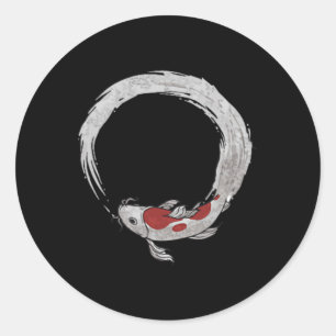 Vintage Asian Japanese Koi Carp Fishing Novelty Fi Classic Round Sticker