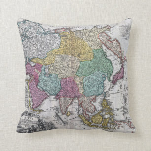 Vintage Asian Map Pillow