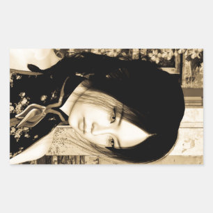 Vintage Asian Woman Portrait Art Sticker