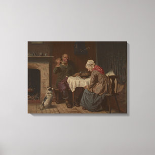 Vintage Asking a Blessing Lithograph Canvas Print