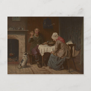 Vintage Asking a Blessing Lithograph Postcard