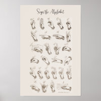 Vintage ASL American Sign Language Chart