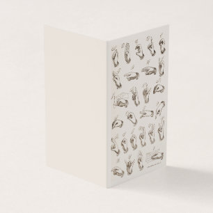 Vintage ASL Sign Language Introduction Business Card