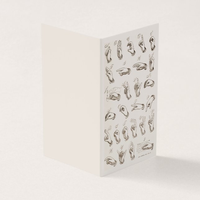 Vintage ASL Sign Language Introduction Business Card (Outside)