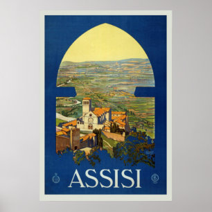 Vintage Assisi, Italie Affiche de voyage