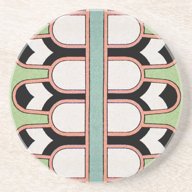 Vintage Assyrian Art Deco Geometric Pattern Mint Coaster (Front)