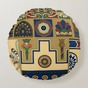 Vintage Assyrian Sun Round Pillow