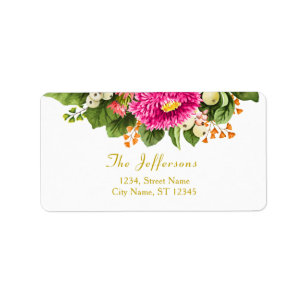Vintage Asters Snowberry Hot Pink Address Labels