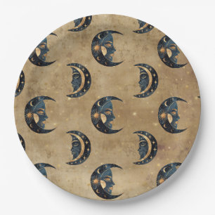 Vintage Astrology Moon Star Pattern Paper Plate