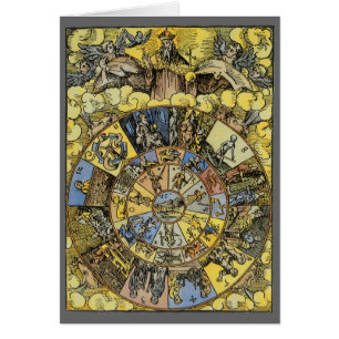 Vintage Astrology, Renaisance Zodiac Wheel, 1555