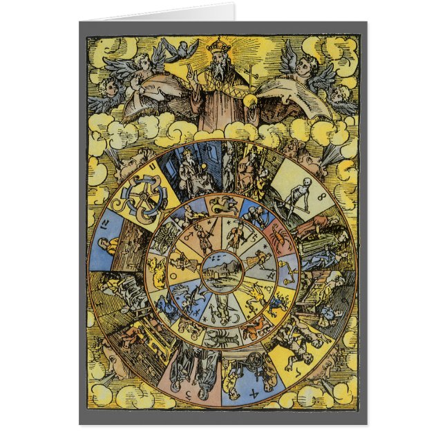 Vintage Astrology, Renaissance Zodiac Wheel, 1555 (Front)
