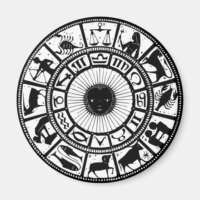 Vintage Astrology Zodiac Wheel Magnet (Front)
