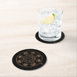 Vintage Astrology Zodiac Wheel Round Paper Coaster