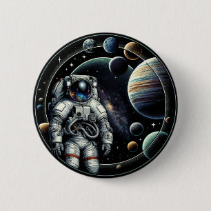 Vintage Astronaut and Planets 2 Inch Round Button
