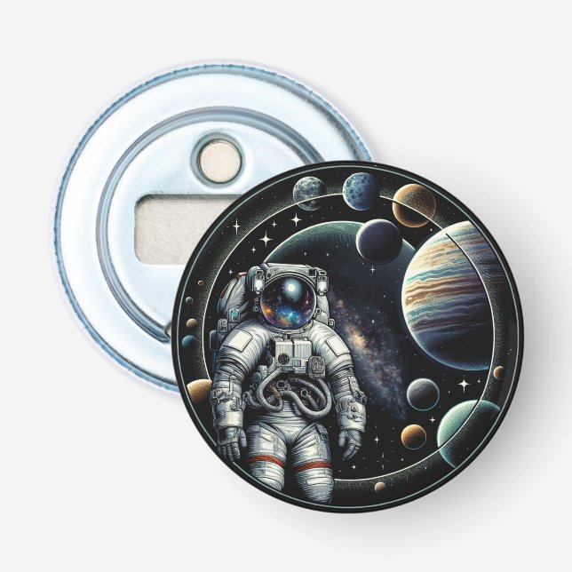 Vintage Astronaut and Planets Bottle Opener (Front)