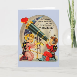 Vintage Astronaut Astronomer Valentine's Day Card