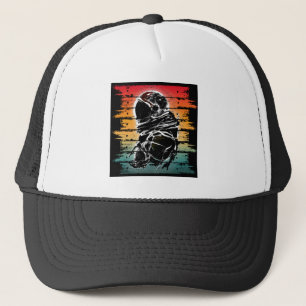 Vintage Astronaut Black And White Trucker Hat
