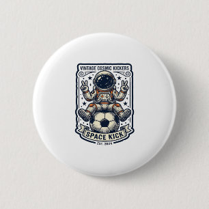 Vintage Astronaut Soccer Peace Sign Shirt Design_1 2 Inch Round Button