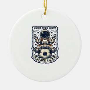 Vintage Astronaut Soccer Peace Sign Shirt Design_1 Ceramic Ornament