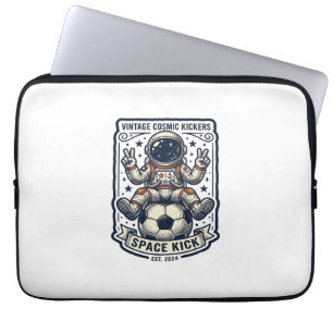 Vintage Astronaut Soccer Peace Sign Shirt Design_1 Laptop Sleeve