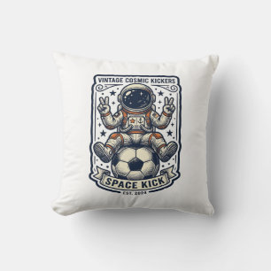 Vintage Astronaut Soccer Peace Sign Shirt Design_1 Throw Pillow