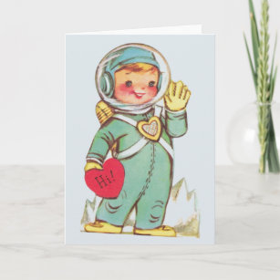 Vintage Astronaut Valentine Greeting Card