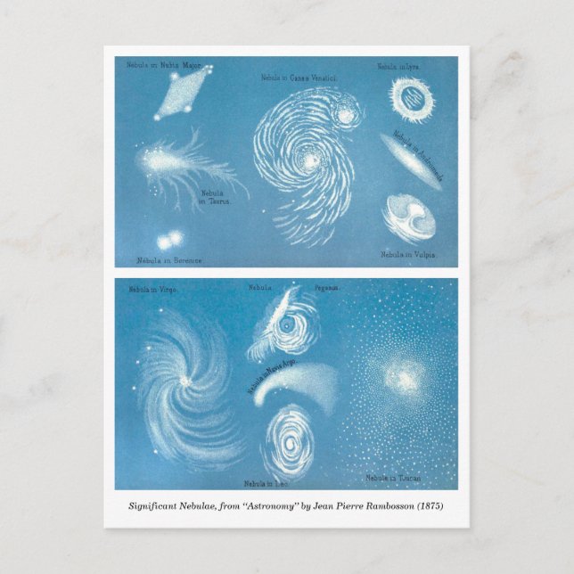Vintage Astronomical Chart of Nebulae Postcard (Front)