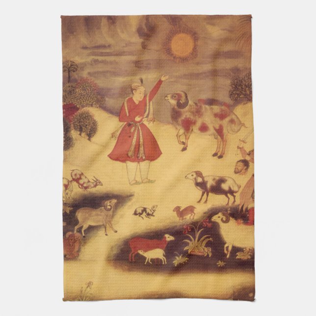 Vintage Astronomy, Antique Asian Celestial Art Kitchen Towel (Vertical)