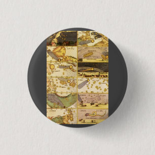 Vintage Astronomy, Antique Constellations Stars 1 Inch Round Button