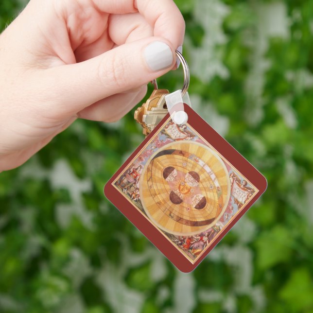 Vintage Astronomy, Antique Copernican Solar System Keychain (Hand)