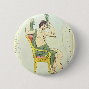 Vintage Astronomy, Cassiopeia Constellation Stars 2 Inch Round Button