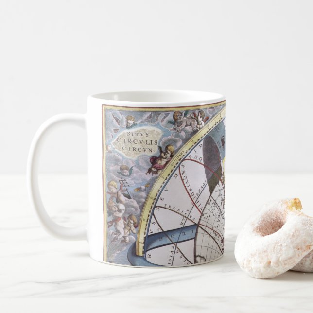 Vintage Astronomy, Celestial by Andreas Cellarius Coffee Mug (With Donut)