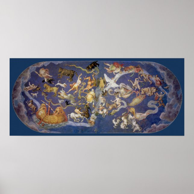 Vintage Astronomy Celestial Constellations Fresco Poster (Front)