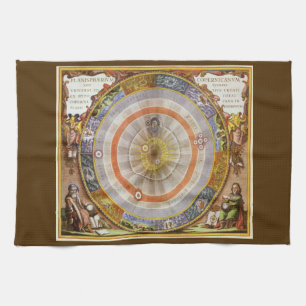Vintage Astronomy Celestial Copernican Planisphere Kitchen Towel
