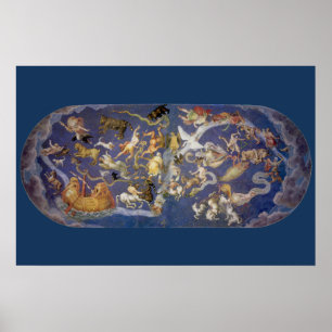 Vintage Astronomy Celestial Fresco, Constellations Poster