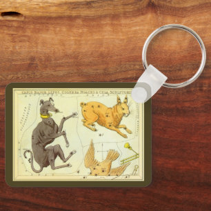Vintage Astronomy, Celestial Map Star Chart in Sky Keychain