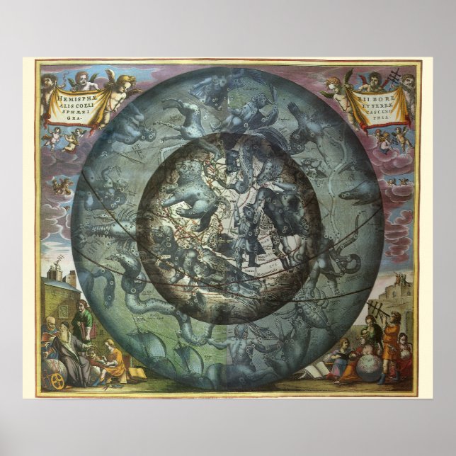 Vintage Astronomy Celestial Northern Constellation Poster (Front)