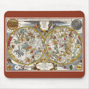 Vintage Astronomy, Celestial Planisphere Map Mouse Pad